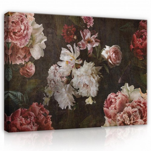 Obraz na płótnie obraz na ścianę różowy beżowy kwiaty vintage 100 x 75