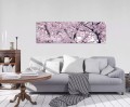 Obraz na płótnie obraz na ścianę kwiaty różowy biały 145 x 45