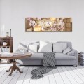Obraz na płótnie obraz na ścianę kwiaty beżowy złoty 145 x 45