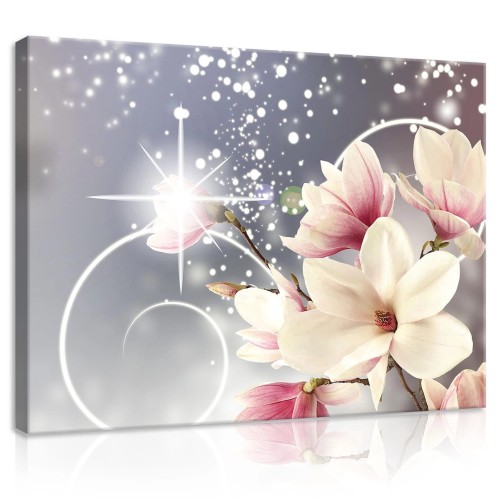 Obraz na płótnie obraz na ścianę magnolia różowy szary 100 x 75