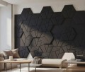 HEXAGON panel czarny samoprzylepny 3D akustyczny ścienny filcowy