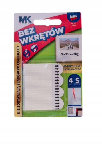Rzepy samoprzylepne montażowe bez wkrętów MK 4 szt.