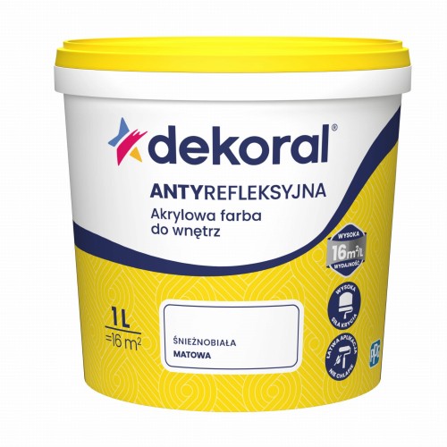 DEKORAL biała farba akrylowa do wnętrz antyrefleksyjna 1l