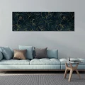 Obraz na płótnie obraz na ścianę kwiaty granatowy złoty 145 x 45