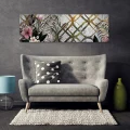 Obraz na płótnie obraz na ścianę liście beżowy szary 145 x 45