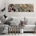 Obraz na płótnie obraz na ścianę liście beżowy różowy 145 x 45