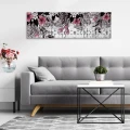 Obraz na płótnie obraz na ścianę liście różowy szary 145 x 45