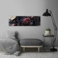 Obraz na płótnie obraz na ścianę kwiaty czerwony granatowy 145 x 45