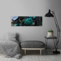 Obraz na płótnie obraz na ścianę kwiaty zielony granatowy 145 x 45