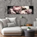 Obraz na płótnie obraz na ścianę kwiaty różowy biały 145 x 45