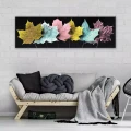 Obraz na płótnie obraz na ścianę liście żółty turkusowy 145 x 45
