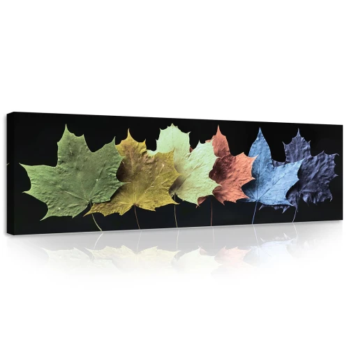 Obraz na płótnie obraz na ścianę liście zielony niebieski 145 x 45