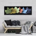 Obraz na płótnie obraz na ścianę liście zielony niebieski 145 x 45