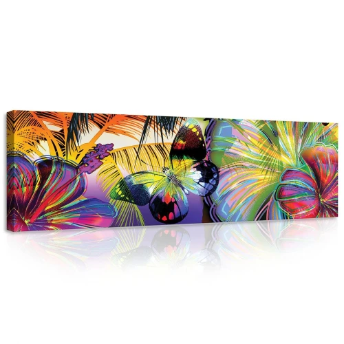 Obraz na płótnie obraz na ścianę motyl kolorowy żółty 145 x 45