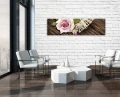 Obraz na płótnie obraz na ścianę róża różowy brązowy 145 x 45