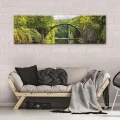 Obraz na płótnie obraz na ścianę zielony żółty most jezioro las 145 x 45