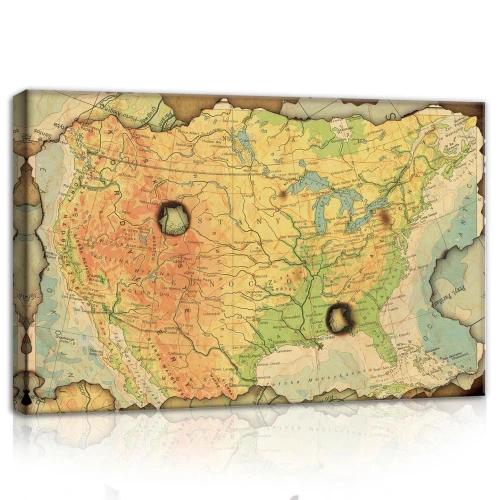 Obraz na płótnie obraz na ścianę mapa Ameryki Południowej vintage beż