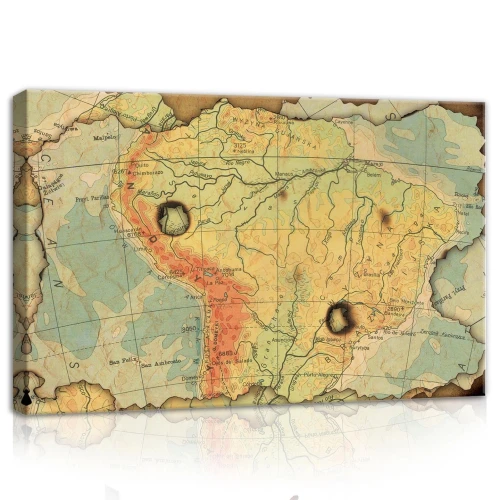 Obraz na płótnie obraz na ścianę mapa Ameryki Południowej vintage beż