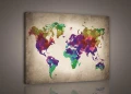 Obraz na płótnie obraz na ścianę zielony fioletowy mapa świata 100 x 75