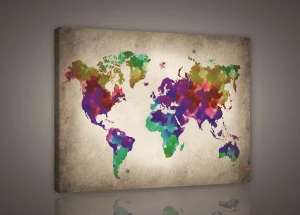 Obraz na płótnie obraz na ścianę zielony fioletowy mapa świata 100 x 75