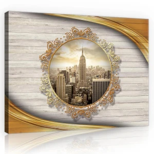 Obraz na płótnie obraz na ścianę złoty beżowy nowy jork 100 x 75
