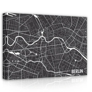 Obraz na płótnie obraz na ścianę mapa miasta Berlin czarny biały
