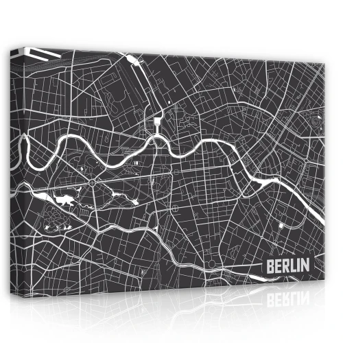 Obraz na płótnie obraz na ścianę mapa miasta Berlin czarny biały