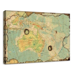 Obraz na płótnie obraz na ścianę mapa australii beżowy zielony vintage