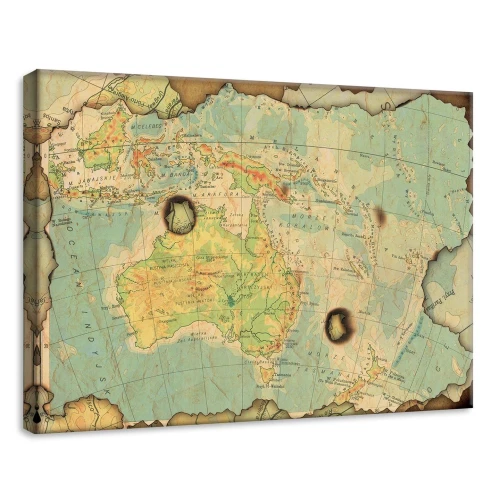 Obraz na płótnie obraz na ścianę mapa australii beżowy zielony vintage