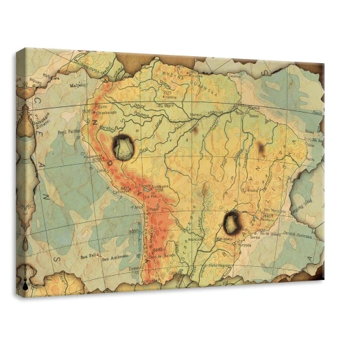 Obraz na płótnie obraz na ścianę mapa vintage beżowy zielony styl retro