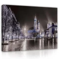 Obraz na płótnie obraz na ścianę czarny biały kraków rynek nocą