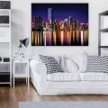 Obraz na płótnie obraz na ścianę fioletowy niebieski panorama miasta noc