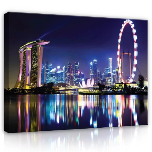 Obraz na płótnie obraz na ścianę niebieski fioletowy singapur panorama