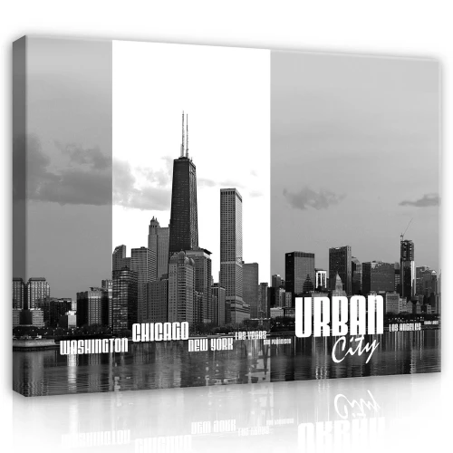 Obraz na płótnie obraz na ścianę czarny biały chicago panorama miasto