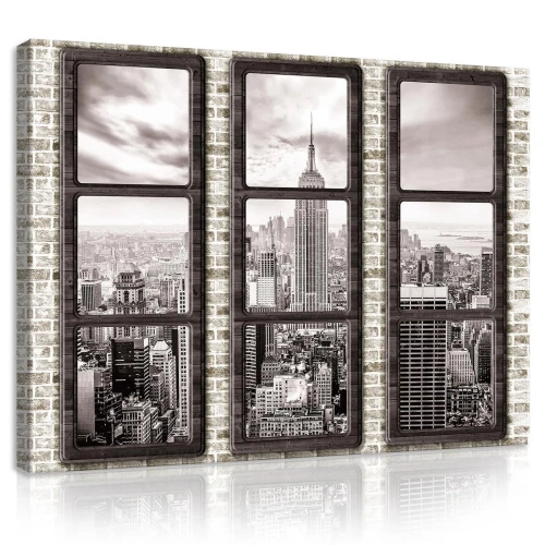 Obraz na płótnie obraz na ścianę biały czarny panorama nowy jork okna