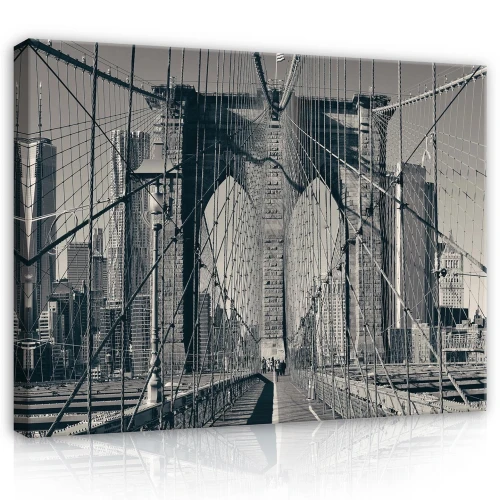 Obraz na płótnie obraz na ścianę czarny biały most brooklyn nowy jork