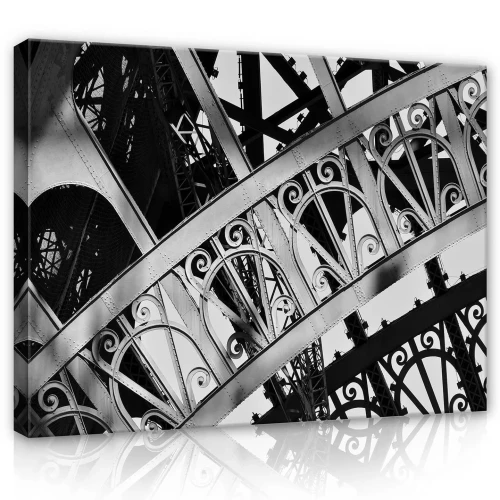 Obraz na płótnie obraz na ścianę czarny biały konstrukcja wieży eiffla