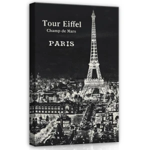 Obraz na płótnie obraz na ścianę czarny biały paryż wieża eiffla