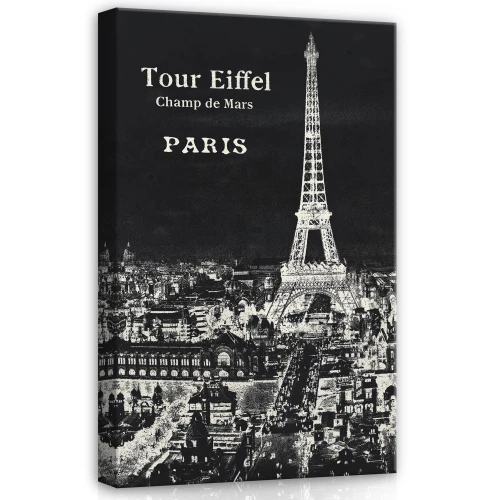 Obraz na płótnie obraz na ścianę czarny biały paryż wieża eiffla