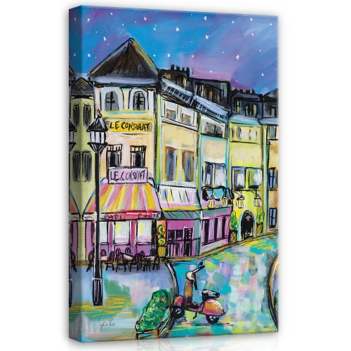 Obraz na płótnie obraz na ścianę niebieski żółty paryż kawiarnia