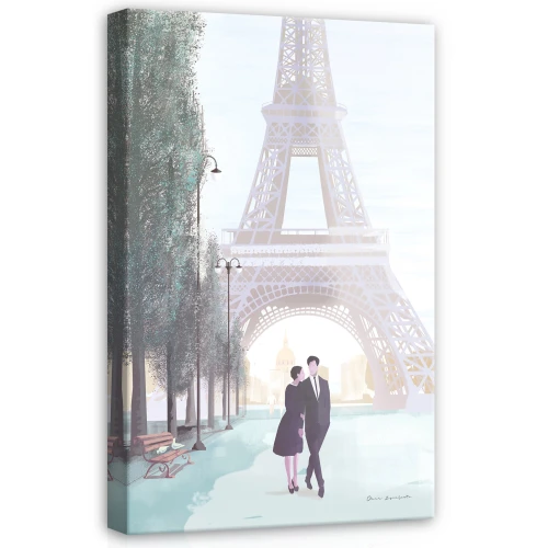 Obraz na płótnie obraz na ścianę beżowy turkusowy paryż wieża eiffla