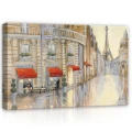 Obraz na płótnie obraz na ścianę beżowy czerwony paryż kawiarnia ulica