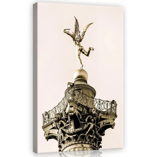Obraz na płótnie obraz na ścianę beżowy złoty anioł rzeźba kolumna
