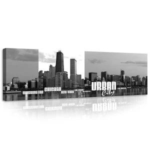 Obraz na płótnie obraz na ścianę panorama miast czarny biały urban city