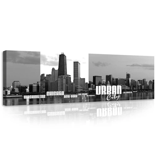 Obraz na płótnie obraz na ścianę panorama miast czarny biały urban city