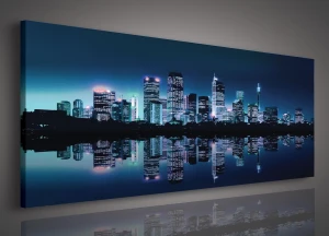 Obraz na płótnie obraz na ścianę panorama miasta niebieski turkusowy 145