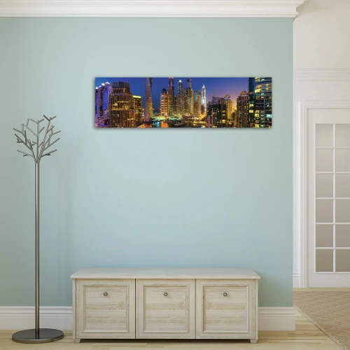 Obraz na płótnie obraz na ścianę dubaj złoty niebieski 145 x 45