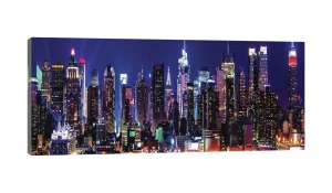 Obraz na płótnie obraz na ścianę nowy jork fioletowy żółty 145 x 45