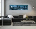 Obraz na płótnie obraz na ścianę panorama miasta niebieski czarny 145 x 45