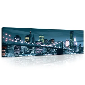 Obraz na płótnie obraz na ścianę most nowy jork niebieski czarny 145 x 45